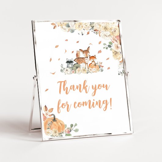 Blumen-Waldtiere Danke-fürs-Kommen-Schild Poster