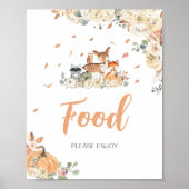 Blumen-Waldtiere-Essensschild Poster (Vorne)