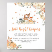 Blumen-Waldtiere Late Night Windeln Schild (Vorne)