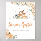 Blumen-Waldtiere-Windel-Raffle-Schild Poster (Vorne)