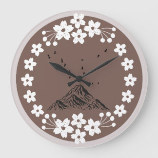 Blumen-Wanduhr | Elegantes Minimal Zuhause Große Wanduhr