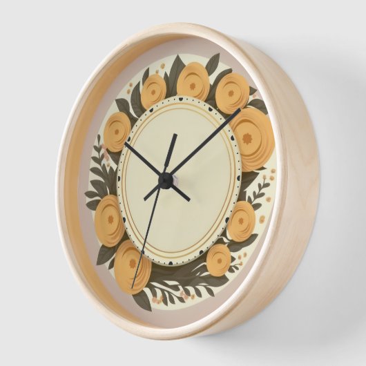 Blumen Wanduhr im Retro Design (Winkel)
