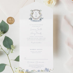 Blumen Wappen Wasserfarbe Monogramm Hochzeit Trifo All In One Einladung