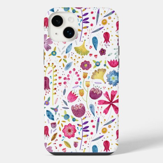 Blumen-Wasserfarben-Muster iPhone Hülle (Rückseite)