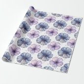 Blumen-Wasserfarbmuster Lavendel und Blau Geschenkpapier (Ungerollt)