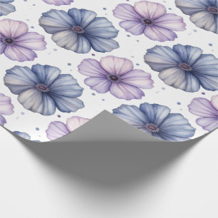 Blumen-Wasserfarbmuster Lavendel und Blau Geschenkpapier