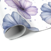 Blumen-Wasserfarbmuster Lavendel und Blau Geschenkpapier (Rolleneckpunkt)