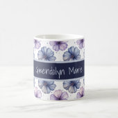 Blumen-Wasserfarbmuster Lavendel und Blau Kaffeetasse (Mittel)