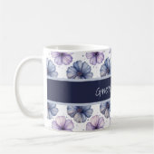 Blumen-Wasserfarbmuster Lavendel und Blau Kaffeetasse (Links)