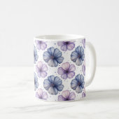 Blumen-Wasserfarbmuster Lavendel und Blau Kaffeetasse (VorderseiteRechts)