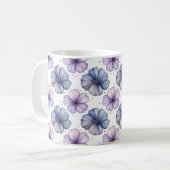 Blumen-Wasserfarbmuster Lavendel und Blau Kaffeetasse (Vorderseite Links)