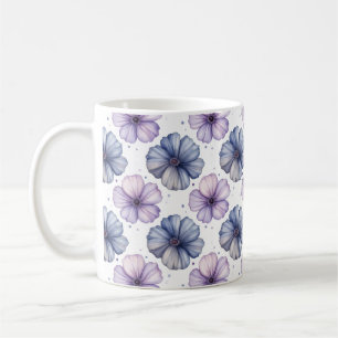 Blumen-Wasserfarbmuster Lavendel und Blau Kaffeetasse