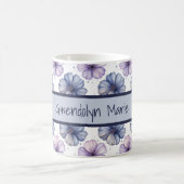 Blumen-Wasserfarbmuster Lavendel und Blau Kaffeetasse (Mittel)