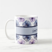 Blumen-Wasserfarbmuster Lavendel und Blau Kaffeetasse (Links)