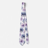 Blumen-Wasserfarbmuster Lavendel und Blau Krawatte (Vorderseite)
