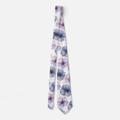 Blumen-Wasserfarbmuster Lavendel und Blau Krawatte (Rückseite)