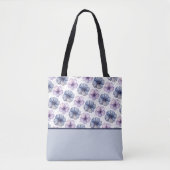 Blumen-Wasserfarbmuster Lavendel und Blau Tasche (Vorderseite)