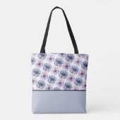 Blumen-Wasserfarbmuster Lavendel und Blau Tasche (Rückseite)