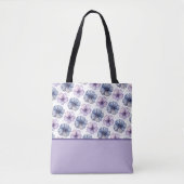 Blumen-Wasserfarbmuster Lavendel und Blau Tasche (Vorderseite)
