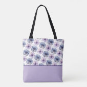 Blumen-Wasserfarbmuster Lavendel und Blau Tasche (Rückseite)