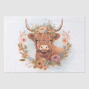 Blumen-Watercolor Highland-Kuh Seidenpapier
