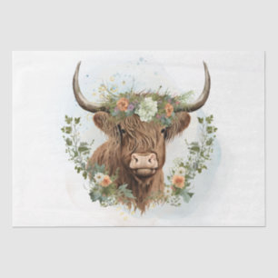 Blumen-Watercolor Highland-Kuh Seidenpapier