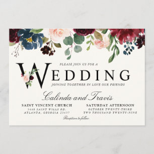 Blumen  Wedding Typografie Einladung