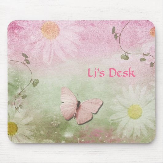 Blumen + Weiche Strudel-Reben + Schmetterling Mousepad (Vorne)