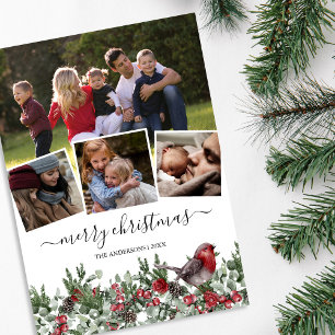 Blumen-Weihnachten 4 Foto Familien-Weihnachtskarte Feiertagskarte