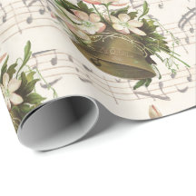 Blumen-Weihnachtsglocken-Gesangnoten-Wrap-Papier
