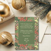 Blumen-Weihnachtskarte - Benutzerdefinierte Nachri Feiertagskarte