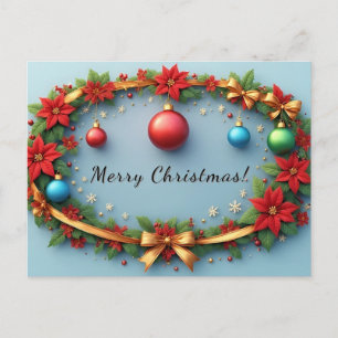 Blumen-Weihnachtskranz 🎄✨ Weihnachtsstern-Ornamen Feiertagspostkarte