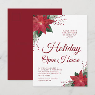 Blumen- Weihnachtsstern Feiertags-Open-House-Einla Postkarte