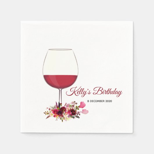 Blumen, Wein, Whimsikar, Cocktail Papier Napkins Serviette (Vorderseite)