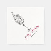 Blumen, Wein, Whimsikar, Cocktail Papier Napkins Serviette (Vorderseite)