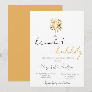Blumen-Weinglas-Brunch & Brautparty mit Schampus Einladung