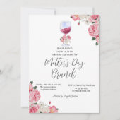 Blumen Weinglas Muttertags-Brunch Einladung (Vorderseite)