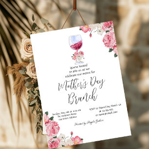 Blumen Weinglas Muttertags-Brunch Einladung