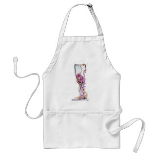 Blumen-Weinglas-Silhouette-Shirt – Aquarell Schürze
