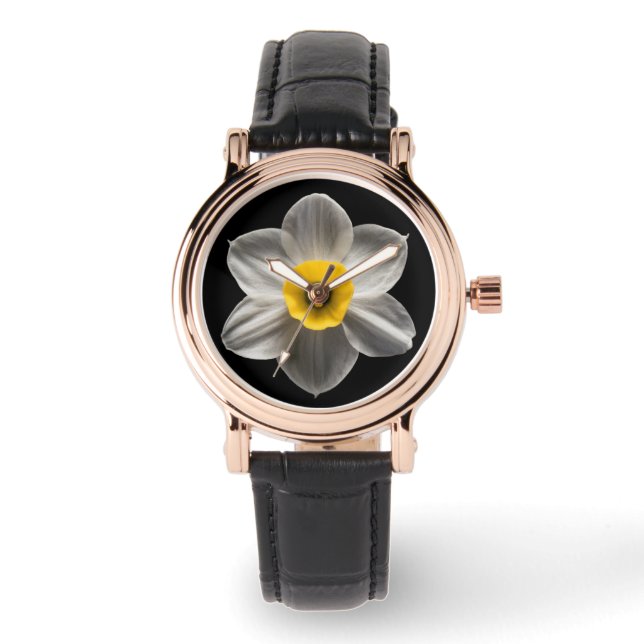 Blumen | Weiße affodische Blume Armbanduhr (Vorderseite)