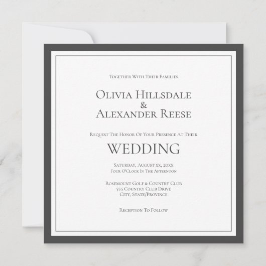 Blumen, weiße Rosen, elegante Einladung zur Hochze (Rückseite)