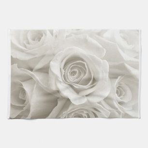 Blumen   Weiße Rosen Geschirrtuch