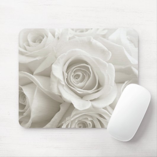 Blumen | Weiße Rosen Mousepad (Mit Mouse)