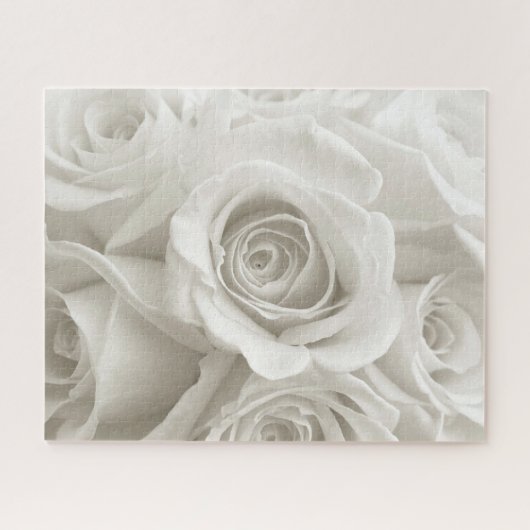 Blumen | Weiße Rosen Puzzle (Horizontal)
