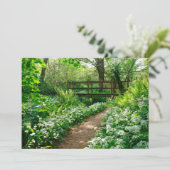 Blumen | Weiße Wildblumen im Wald Dankeskarte (Stehend Vorderseite)