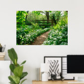 Blumen | Weiße Wildblumen im Wald Poster (Heimbüro)