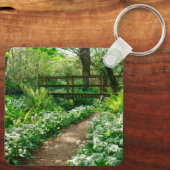 Blumen | Weiße Wildblumen im Wald Schlüsselanhänger (Rückseite)