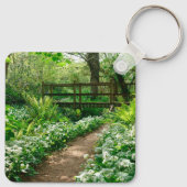 Blumen | Weiße Wildblumen im Wald Schlüsselanhänger (Rückseite)