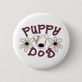 Blumen-Welpen-Hund Button (Vorderseite)