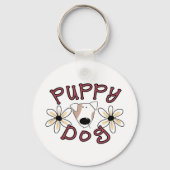 Blumen-Welpen-Hund Schlüsselanhänger (Vorderseite)